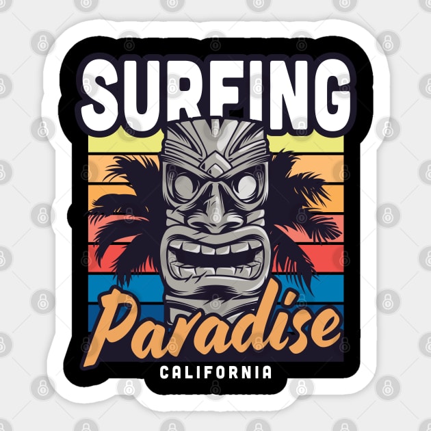 Surfing California Paradise Sticker by Mako Design 